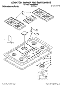 COOKTOP, BURNER AND GRATE PARTS Diagram and Parts List for KGCS166GSS09  KitchenAid Cooktop