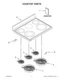 COOKTOP PARTS Diagram and Parts List for YGGE390LXS03  Whirlpool Range