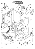 CABINET PARTS Diagram and Parts List for LGQ9857LG1  Whirlpool Dryer