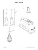 UNIT PARTS Diagram and Parts List for KHM7210QG0  KitchenAid Mixer