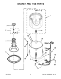BASKET AND TUB PARTS Diagram and Parts List for CAW9244BW0  Whirlpool Washer