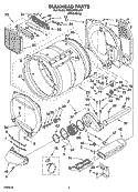 BULKHEAD PARTS Diagram and Parts List for YGEQ9800LW1  Whirlpool Dryer