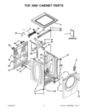 TOP AND CABINET PARTS Diagram and Parts List for WFW8640BC0  Whirlpool Washer