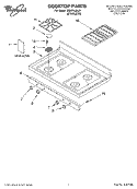 COOKTOP PARTS Diagram and Parts List for GS475LELS1  Whirlpool Range