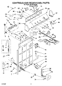CONTROLS AND REAR PANEL PARTS Diagram and Parts List for 3XLSQ7533JQ1  Whirlpool Washer