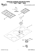 COOKTOP, BURNER AND GRATE PARTS Diagram and Parts List for GLT3657RB01  Whirlpool Cooktop