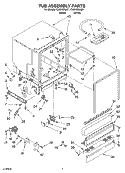 TUB ASSEMBLY Diagram and Parts List for CUD4000JB1  Crosley Dishwasher