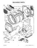 BULKHEAD PARTS Diagram and Parts List for 3LWED4900YW2  Whirlpool Dryer