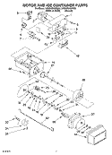 MOTOR AND ICE CONTAINER Diagram and Parts List for 5VGS9SHGKT00  Whirlpool Refrigerator