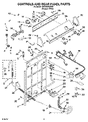 CONTROLS AND REAR PANEL PARTS Diagram and Parts List for 7MRAS6233KQ5  Roper Washer