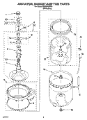 AGITATOR, BASKET AND TUB PARTS Diagram and Parts List for GSW9900PW0  Whirlpool Washer