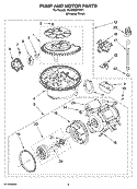 PUMP AND MOTOR PARTS Diagram and Parts List for 7GU3600XTSY1  Whirlpool Dishwasher