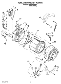 TUB AND BASKET PARTS, OPTIONAL PARTS (NOT INCLUDED) Diagram and Parts List for MWFW8500SR01  Whirlpool Washer