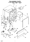 TUB ASSEMBLY PARTS Diagram and Parts List for TUD6710PB0  Estate Dishwasher
