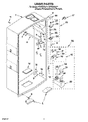 LINER PARTS Diagram and Parts List for PVWC600LY1  Whirlpool Cabinet