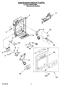 DISPENSER FRONT PARTS Diagram and Parts List for KSRY25CVMS01  KitchenAid Refrigerator