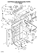 CONTROLS AND REAR PANEL PARTS Diagram and Parts List for 7MLSE7534PT1  Whirlpool Washer
