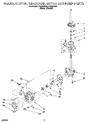 BRAKE, CLUTCH, GEARCASE, MOTOR AND PUMP Diagram and Parts List for LTG5243BW1  Whirlpool Washer Dryer Combo