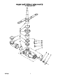 PUMP AND SPRAY ARM Diagram and Parts List for LUD2100X4  Whirlpool Dishwasher