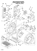 BULKHEAD Diagram and Parts List for LGQ9557KQ1  Whirlpool Dryer