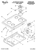 COOKTOP Diagram and Parts List for RF4700XBN1  Whirlpool Range
