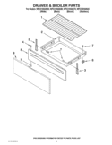 DRAWER & BROILER PARTS Diagram and Parts List for WFC310S0AW0  Whirlpool Range