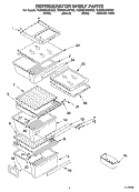 REFRIGERATOR SHELF PARTS Diagram and Parts List for 7GS6SHAXKT02  Whirlpool Refrigerator