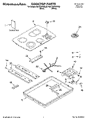 COOKTOP PARTS, OPTIONAL PARTS Diagram and Parts List for KECC502GBL06  KitchenAid Cooktop