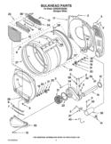 BULKHEAD PARTS Diagram and Parts List for 3XWGD5705SW4  Whirlpool Dryer