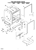 TUB AND FRAME PARTS Diagram and Parts List for KUDS03FSBL3  KitchenAid Dishwasher