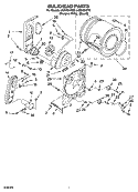 BULKHEAD PARTS Diagram and Parts List for LGR4634PT0  Whirlpool Dryer