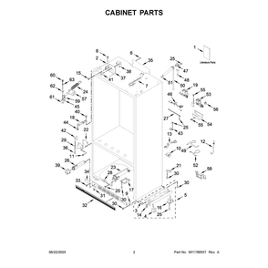 Cabinet Parts Diagram and Parts List for KBBL306ESS06  KitchenAid Refrigerator