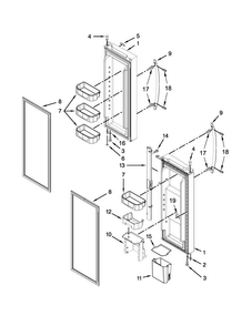 Refrigerator Door Parts Diagram and Parts List for KFFS20EYMS04  KitchenAid Refrigerator