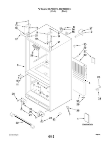 Cabinet Parts Diagram and Parts List for 10672009013  Kenmore Refrigerator