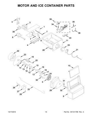 Motor And Ice Container Parts Diagram and Parts List for WRS311SDHM01  Whirlpool Refrigerator