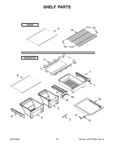 Shelf Parts Diagram and Parts List for WRT311FZDW06  Whirlpool Refrigerator