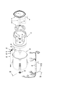 Basket And Tub Parts Diagram and Parts List for 11026002012  Kenmore Washer