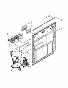 Inner Door Parts Diagram and Parts List for IUD8100YS4  Whirlpool Dishwasher