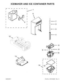 Icemaker And Ice Container Parts Diagram and Parts List for WRS586FLDM00  Whirlpool Refrigerator