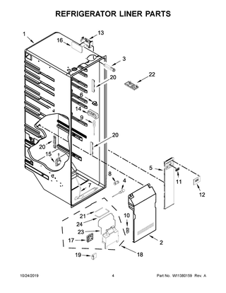 Refrigerator Liner Parts Diagram and Parts List for KRSC700HBS00  Whirlpool Refrigerator