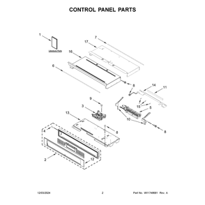 Control Panel Parts Diagram and Parts List for KOED530PPS01  KitchenAid Wall Oven