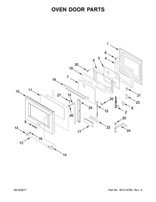 Oven Door Parts Diagram and Parts List for KDRS407VBK01  KitchenAid Range