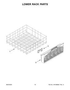 Lower Rack Parts Diagram and Parts List for WDF332PAMB0  Whirlpool Dishwasher