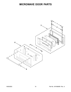 Microwave Door Parts Diagram and Parts List for WOEC5930LZ01  Whirlpool Microwave Oven Combo
