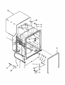 Tub And Frame Parts Diagram and Parts List for 66513272K112  Kenmore Dishwasher
