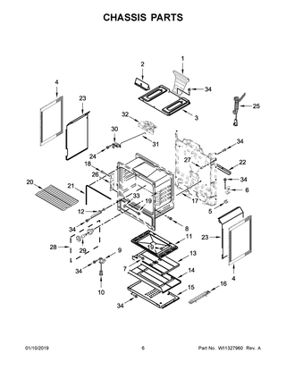 Chassis Parts Diagram and Parts List for WFG510S0HS1  Whirlpool Range