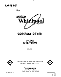 SECTION Diagram and Parts List for LER3422AW0  Whirlpool Dryer