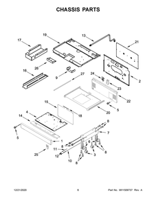 Chassis Parts Diagram and Parts List for JDRP436HL01  Whirlpool Range