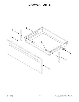 Drawer Parts Diagram and Parts List for YWFE515S0JB0  Whirlpool Range