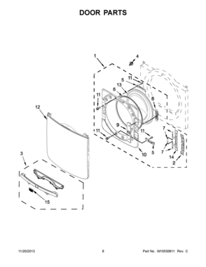05 - DOOR PARTS Diagram and Parts List for YMED6000AW0  Whirlpool Dryer